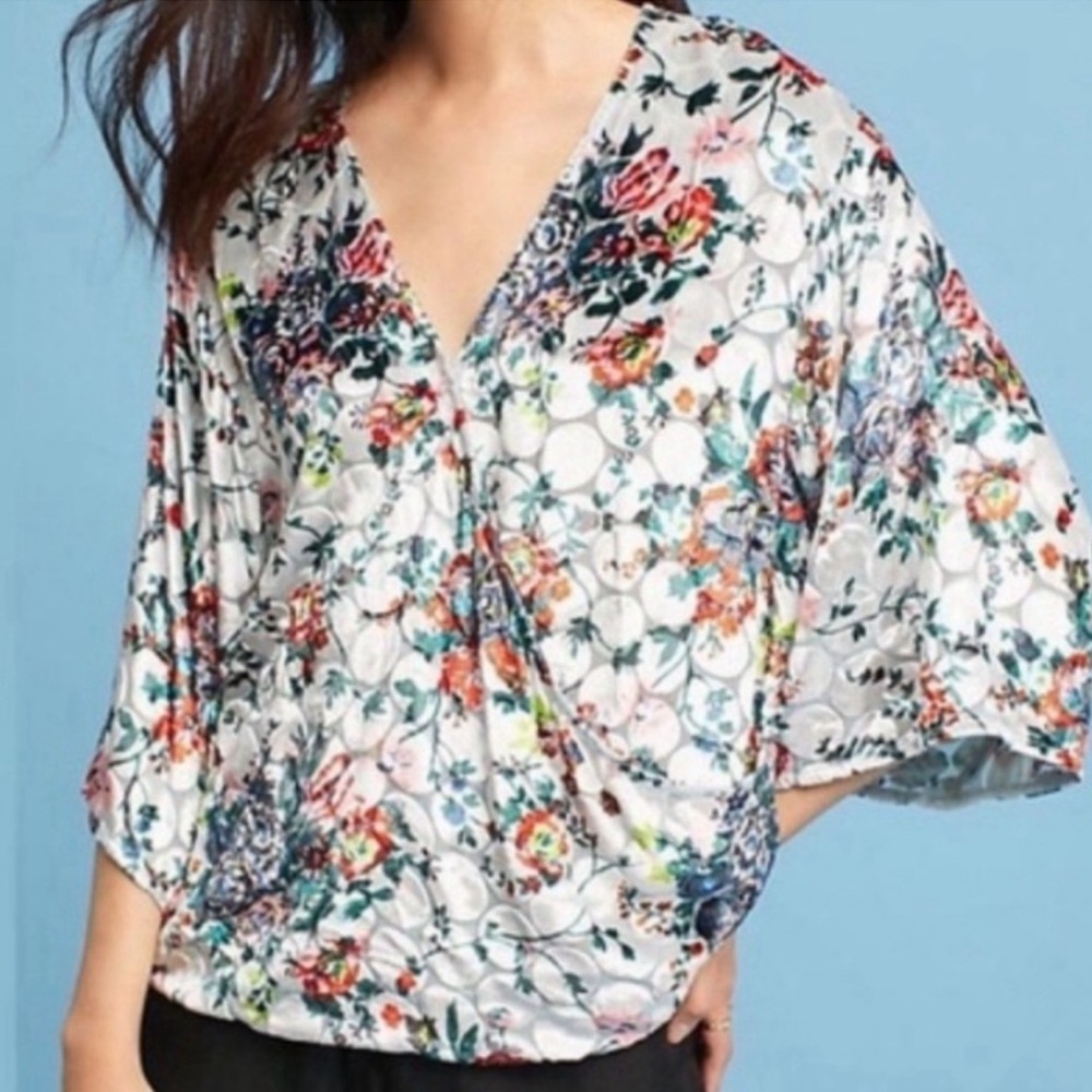 Anthropologie Maeve Velvet Blouse